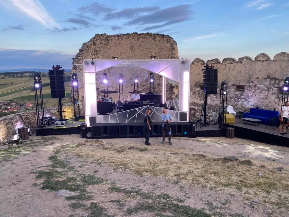 DJ setup at a historic venue