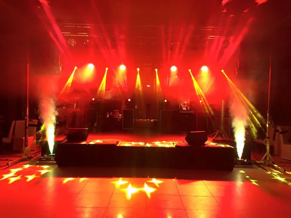 Indoor stage with effects and smoke