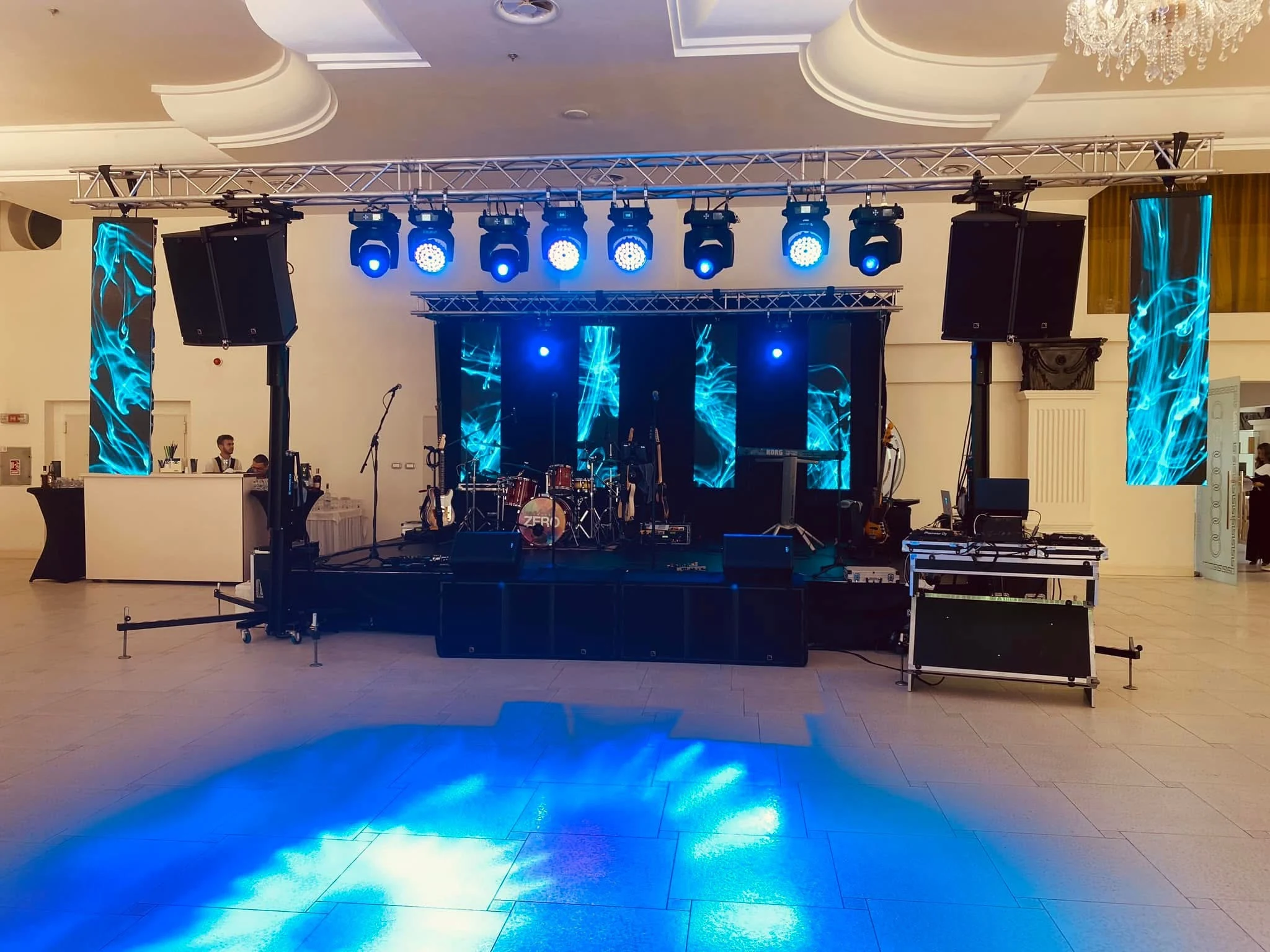 LED screen and live band setup