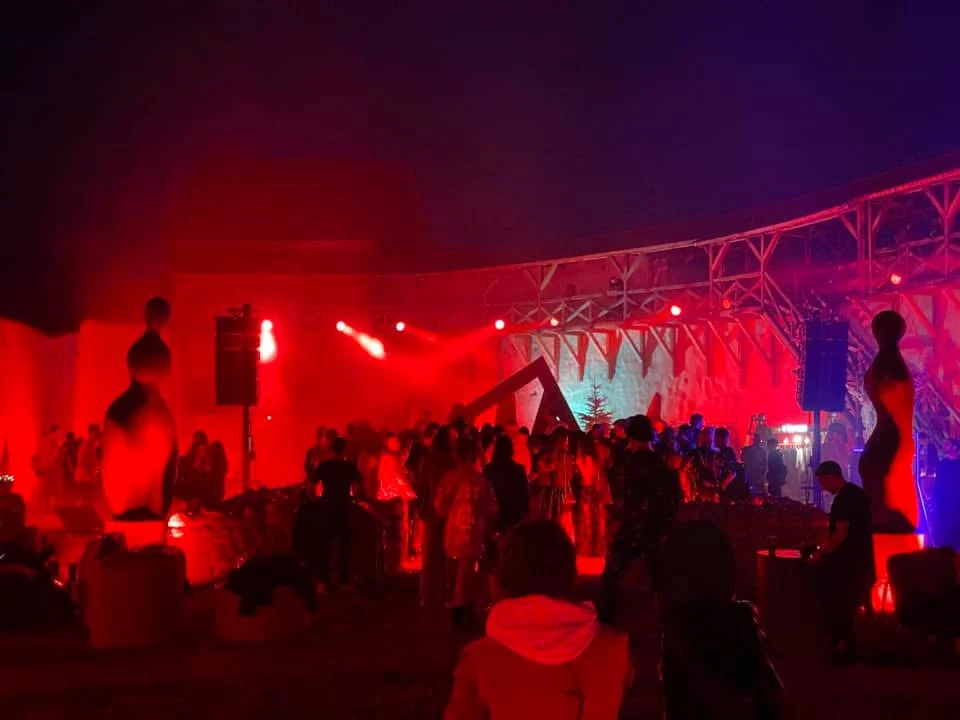 Private event – red architectural lighting